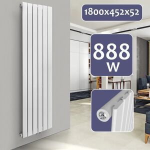 FF Europe Aquamarin® Designradiator - Lodret, Enkelt Lag, 6 Segmenter, 1800x452x52 Mm, Centralvarme, Hvid