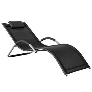 SoBuy Sun Lounger Havestol I  Teslin Stof, Sort