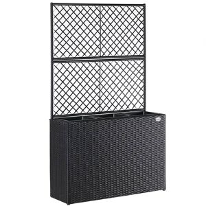 Deuba Polyrattan Blomsterkasse Med Sort Espalier, 83 X 30,5 X 60 Cm