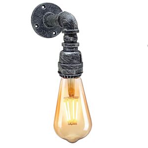 Ledsone Børstet Sølv Antik Retro Industriel Rørbelysning Sconce Vandrør Sconce Steam Punk