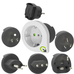 Q2 Power Qplux 5-i-1 Europe to World Rejseadapter - Sort / Hvid