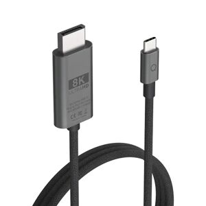LINQ byELEMENTS USB-C til DisplayPort Pro Kabel - 8K/60Hz - 2 m - Grå / Sort