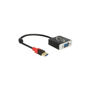 Delock USB 3.0 Type-A male > VGA female - Ekstern videoadapter - USB 3.0 - D-Sub - sort - detailsalg