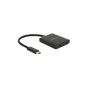 Delock - Ekstern videoadapter - STDP4320 - USB-C - 2 x HDMI - sort - detailsalg