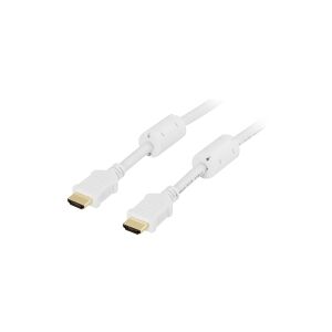 DELTACO HDMI-1050A - HDMI-kabel med Ethernet - HDMI han til HDMI han - 5 m - hvid