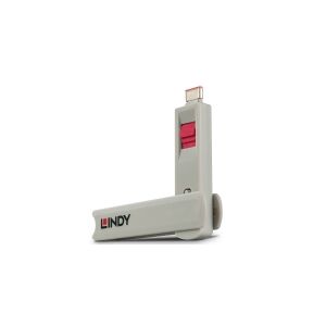 Lindy 40425, Portblokering + nøgle, USB Type-C, Lyserød, 5 stk, 10 g