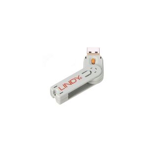 Lindy 40623, Nøgle til portblokering, USB Type-A, Orange, Acrylonitrilbutadienstyren, 1 stk, Polybag