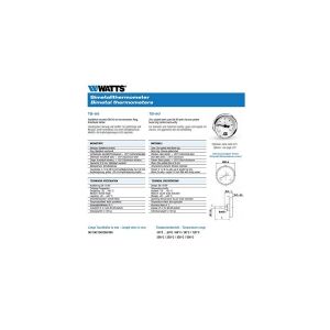 Watts Industries Nordic AB Csslr Plus termometer TB-80, ½ x 100mm bagudvendt tilsl. Ø80X100MM 0-120° Klasse 2. Type TB