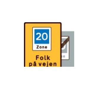 Saferoad  Daluiso  A/S Folk på vejen - 20 km/t - Oplysningstavle E53,4-20 90x60cm T3 refleks, DS/EN12899-1