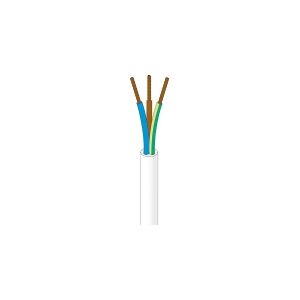 NKT Tilledning rund, PVC5G1 ,0mm² H05VVV-F hvid 300/500VRing , kabel diameter 9,8mm - (50 meter)