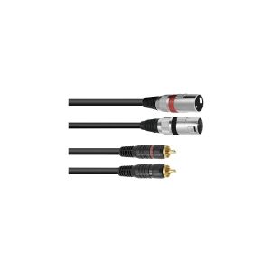 Omnitronic 3022522C XLR-adapterkabel [2x XLR-pin 3-polet - 2x Cinch-pin] 1,50 m Sort