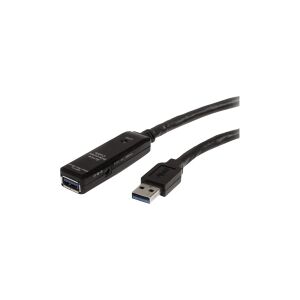 StarTech.com 16.4ft Active USB 3.0 Extension Cable with AC Power Adapter - Shielded - Male to Female USB USB 3.1 Gen 1 Type A (5Gbps) Extender (USB3AAEXT5M) - USB forlængerkabel - USB Type A (han) til USB Type A (hun) - USB 3.0 - 5 m - aktiv - sort - for 