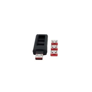 EXSYS EX-1114-R, Nøgle til portblokering, USB Type-A, Sort, Rød, Plast, 4 stk