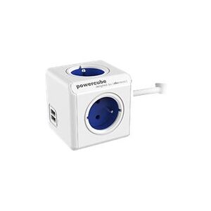 Allocacoc PowerCube extended usb - Strømfordelingsenhed - AC 250 V - output-stikforbindelser: 4 (USB, Type E) - 1.5 m ledning - koboltblå