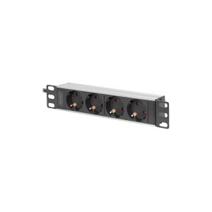 DIGITUS - Stikdåse (rackversion) - AC 250 V - 4000 Watt - input: CEE 7/4 - output-stikforbindelser: 4 (4 x strøm) - 1U - 10 - 2 m ledning