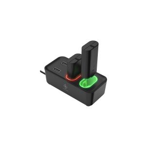 DELTACO GAMING GAM-123 - Batterioplader + batteri 2 x - 600 mAh - 700 mA - 2 output-stikforbindelser - sort - for Microsoft Xbox Wireless Controller
