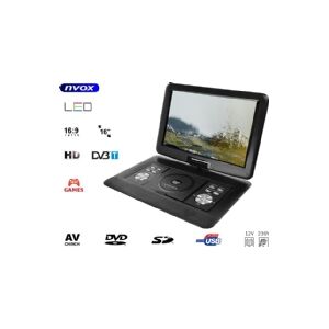 Nvox bærbar dvd-afspiller med lcd 16 tommer tv-tuner dvb-t mpeg-4/2 dvd usb sd-spil 12v 230v