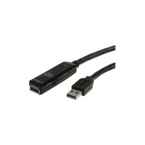 StarTech.com 32.8 ft Active USB 3.0 Extension Cable with AC Power Adapter - Shielded - Male to Female USB USB 3.1 Gen 1 Type A (5Gbps) Extender (USB3AAEXT10M) - USB forlængerkabel - USB Type A (han) til USB Type A (hun) - USB 3.0 - 10 m - aktiv - sort - f