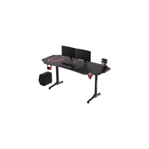 Ultradesk Frag XXL LED RGB, Lige, Stål, Spil, Sort, T-ben, Sort