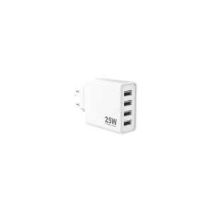 Sinox 230V 4xUSB-A oplader 25W. Hvid