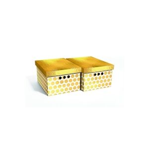 Domoletti Foldable Cart Box33x25x18cm 2 Gold Dots