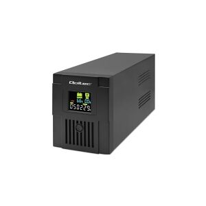 Qoltec Monolith - UPS - AC 140-300 V - 900 Watt - 1500 VA - 9 At - USB, RJ-45 - output-stikforbindelser: 4 - sort