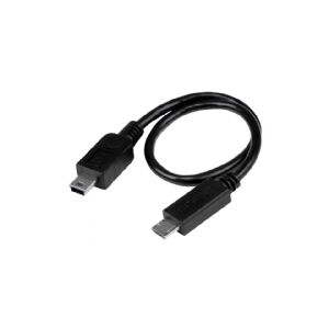 StarTech.com 8in USB OTG Cable - Micro USB to Mini USB - M/M - USB OTG Mobile Device Adapter Cable - 8 inch (UMUSBOTG8IN) - USB-kabel - mini-USB type B (han) til Micro-USB Type B (han) - USB OTG - 20.32 cm - sort