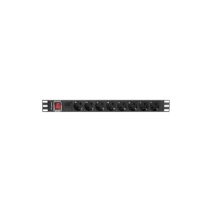 Lanberg - Strømfordelingsenhed (rackversion) - AC 220-250 V - 4000 Watt - 1-faset - input: DIN 49441 - output-stikforbindelser: 8 (DIN VDE 0620-1) - 1U - 19 - 2 m ledning - sort