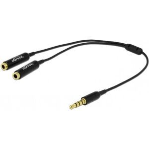 Delock 4 Pin Minijack Splitter Kabel Med Mic - 25 Cm - Sort