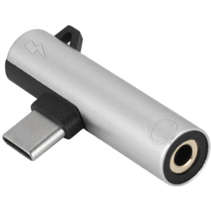 Usb-C Til 3.5 Mm Adapter - Med Opladning - Silver