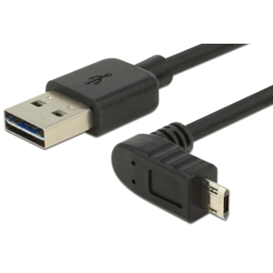 DeLOCK Dual Easy Usb 2.0 - Usb-A / Micro-B - Vinklet - Sort - 2 M