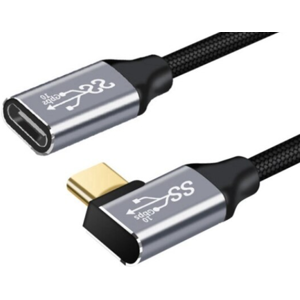 Usb-C 3.2 Gen.2 Forlængerkabel - Vinklet - Sort - 1 M