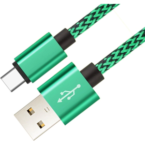 Stofbeklædt Usb-C 3.1 Usb Kabel - Grøn - 0.20 M