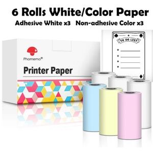 Termisk Papir Til T02 - Hvid/farvet - 6 Ruller