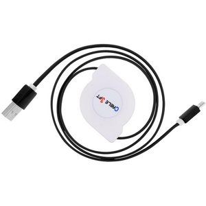 Micro-B / Usb-A Oprullelig Usb Kabel - Sort - 1 Meter