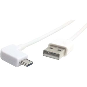 Usb-A 2.0 Han / Vinklet Micro-B Han - Hvid - 2 M