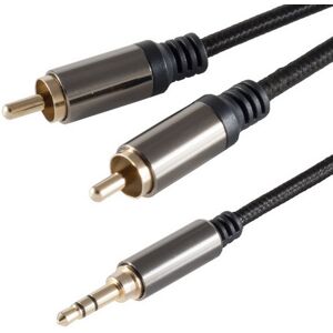 Premium Minijack Til 2 X Phono Kabel - Blackcotton Serie - 2.5 M