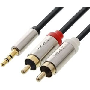 Slimline Gold Metal Minijack Til 2 X Phono Kabel - 0.5 M