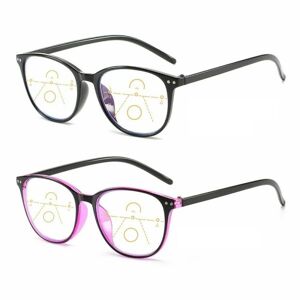 Progressiva multifokusglasögon for kvinder mænd Blåljusblokerende läsglasögon Red-black Strength 2.0X