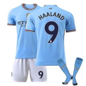 Haaland 9 Hjemmebanetrøje 2022-2023 Ny sæson Manchester City Fc Fodbold T-shirts sæt W 22 23 Haaland 9 Kids 24(130-140CM)