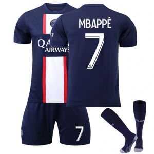 Børnefodboldsæt Fodboldtrøje Træningstrøje Mbappe Voksen Fodboldtrøjer til børn Blue/White 28（12-13Years）