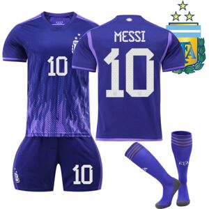 Lionel Messi #10 Argentina Champions Three Stars Away trøje Kids 20(110-120CM)