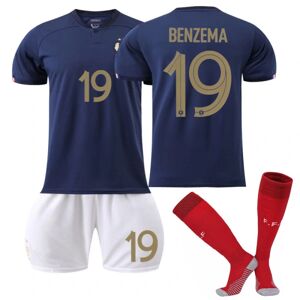 22-23 VM Frankrig Hjemme fodboldtrøjesæt W C 19# BENZEMA 26