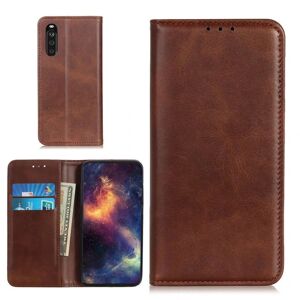 Generic Wallet-style ægte Læder Flipcase til Sony Xperia 10 III - Kaffe Brown