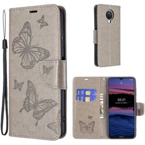 Generic Butterfly Nokia G20 Flip etui - Grå Silver grey