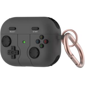 Generic AirPods Pro 2 silikoneetui i gamepad-stil med spænde - Sort Black