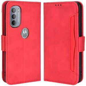 Generic Stilfuldt Læder Etui med Pung til Motorola Moto G41 / G31 - Rød Red