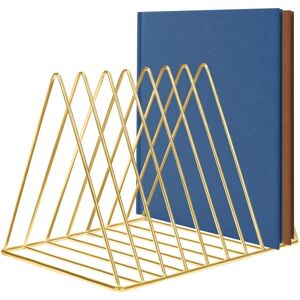 Metal Gold Magazine Holder Rack -9 Slot Triangle Desktop Organizer til hjemmet, badeværelset og kontoret - til bøger, aviser, tablets og mapper