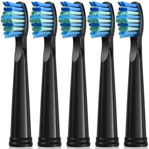Elektriske tandbørstehoveder 5 stk. Kompatible med Fairywill D7/D8/FW507/FW508/FW551/917/959/SG-E9 Udskiftning af moderat bløde børstehår (sort)