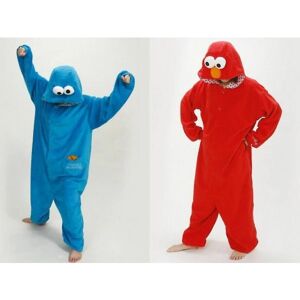 Voksen Sesame Street Cookie Elmo Costume Z Blue L